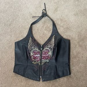 Harley Davidson leather halter top